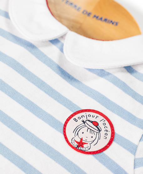 Combirobe 100% coton bébé fille Fd blanc optic raye bleu ciel 2 - vertbaudet enfant 