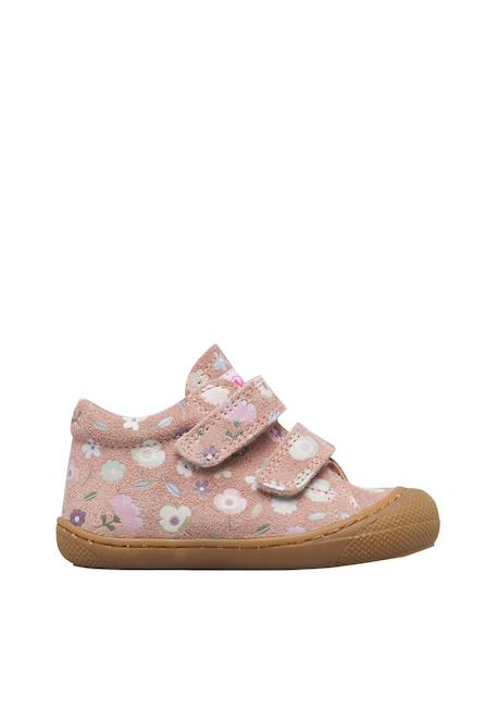 Chaussures premiers pas bébé fille en daim cocoon à scratch Gris foncé-marron+Rose-marron 6 - vertbaudet enfant 