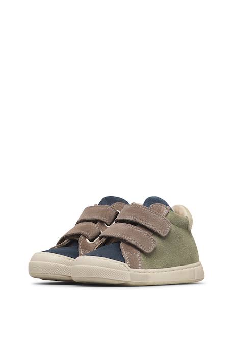 Baskets garçon en daim lovan à lacets et scratch Vert-gris-bleu 5 - vertbaudet enfant 