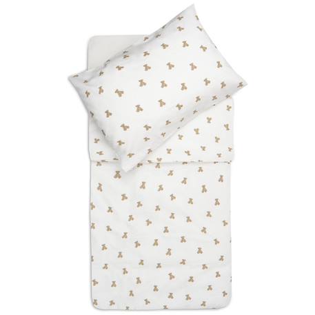 Housse de couette + taie d'oreiller mini teddy bear (100 x 140 cm) Blanc, beige 1 - vertbaudet enfant 