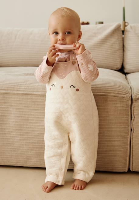 Ensemble salopette bébé matelassé et t-shirt miette Rose 1 - vertbaudet enfant 