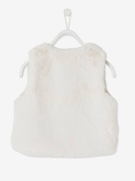 Gilet sans manches fille fausse fourrure BLANC CLAIR UNI+marron imprimé 8 - vertbaudet enfant 