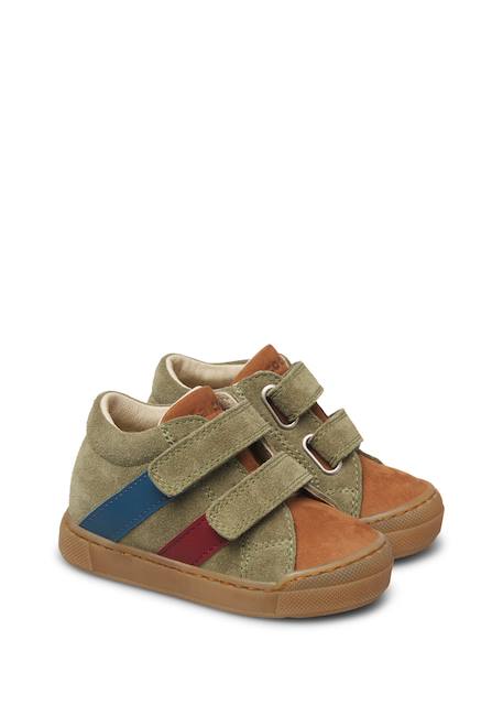 Baskets bébé garçon en cuir et daim gazer à scratch Marron-anthracite+Marron-vert 7 - vertbaudet enfant 