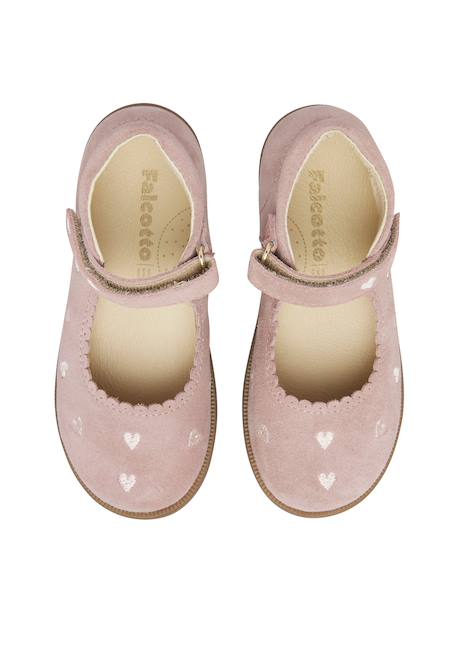 Ballerines bébé fille en daim plinpi 2, broderies cœurs Rose-marron 4 - vertbaudet enfant 