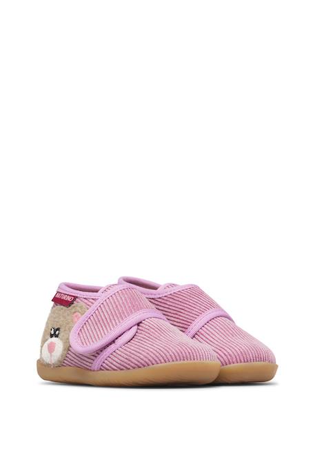 Chaussons bébé en tissu carillon, avec patch ours Céleste-beige+Rose-beige 7 - vertbaudet enfant 