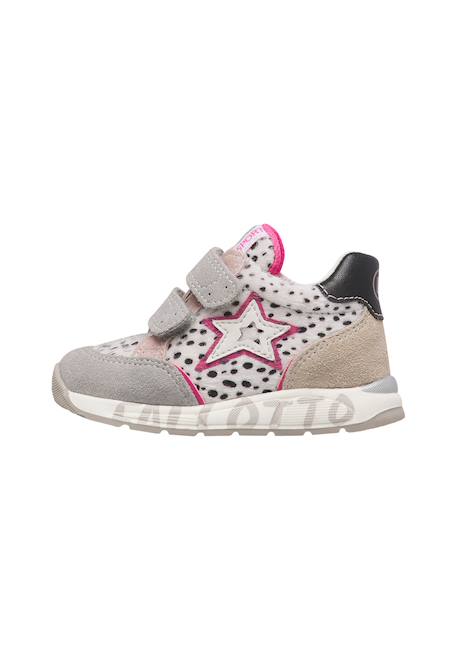 Baskets bébé fille en cuir et daim nuppi à scratch Blanc-gris 3 - vertbaudet enfant 