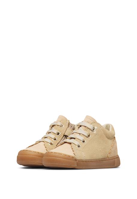 Baskets montantes fille en daim lioris high à zip Beige-platine 5 - vertbaudet enfant 