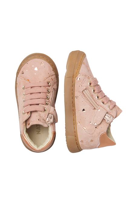 Baskets montantes bébé fille en daim eindhoven high à zip, motif papillons Rose-platine 4 - vertbaudet enfant 