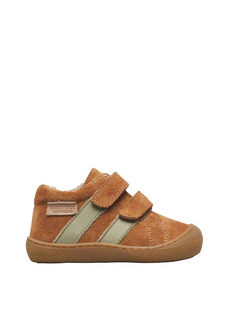 Chaussures barefoot enfant en cuir et daim sabby à scratch Cognac-gris foncé+Marron-vert olive+Rose poudré-rose 6 - vertbaudet enfant 