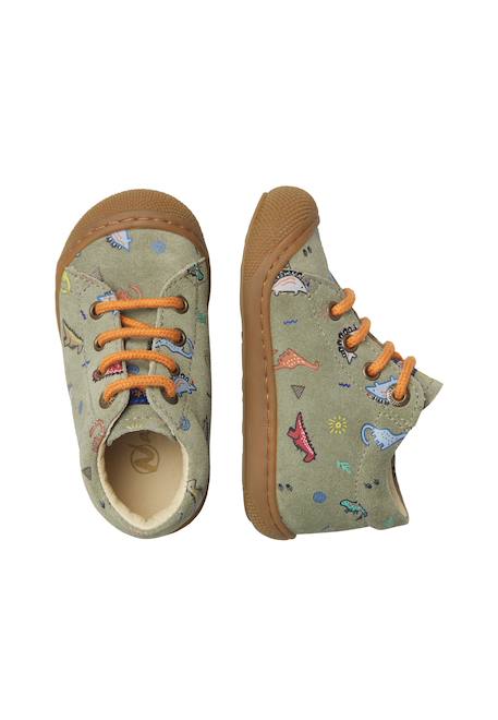 Chaussures premiers pas bébé garçon en daim cocoon Gris tourterelle-vert+Vert-orange 9 - vertbaudet enfant 
