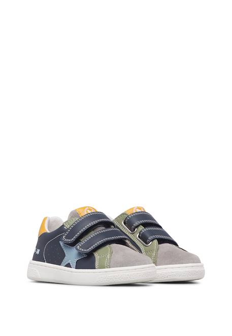 Baskets bébé garçon en cuir et daim pinn à scratch Blanc-gris-bleu+Gris-bleu-vert olive 7 - vertbaudet enfant 