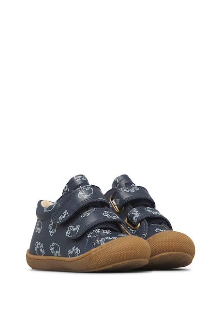 Chaussures premiers pas bébé garçon en cuir cocoon à scratch Marine-marron 2 - vertbaudet enfant 