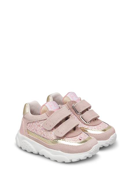 Baskets fille en cuir et tissu amantea 2 à scratch Rose-platine 2 - vertbaudet enfant 
