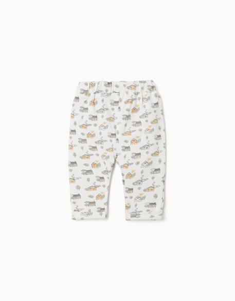 Pantalon en coton peigné avec motif maison et arbre Blanc 2 - vertbaudet enfant 