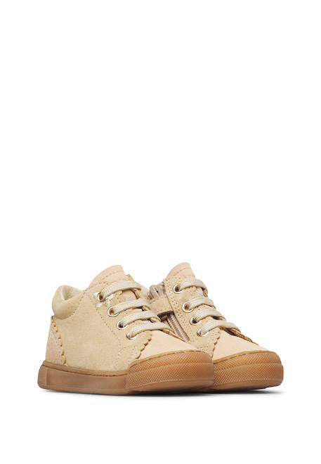 Baskets montantes bébé fille en daim lioris high à zip Beige-platine 2 - vertbaudet enfant 