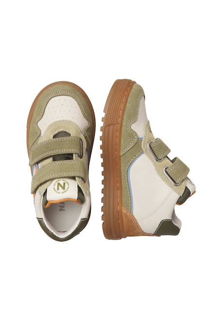 Baskets montantes enfant en cuir et daim hess high 3 à scratch Blanc-beige-rose poudré+Blanc-rose-rose poudré+Kaki-blanc-brun+Marine-bleu 14 - vertbaudet enfant 