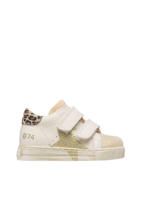 Baskets bébé fille en cuir et daim salazar 3 à scratch Or-marron clair 1 - vertbaudet enfant 