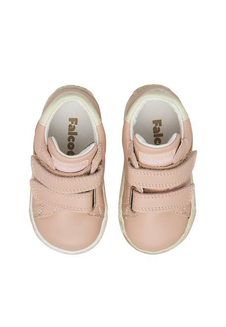 Baskets bébé en cuir geordi 3 à scratch Bleu-vert+Rose poudré-blanc 9 - vertbaudet enfant 