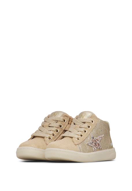 Baskets montantes fille en daim et tissu pailleté pinn high à zip Platine-or 5 - vertbaudet enfant 
