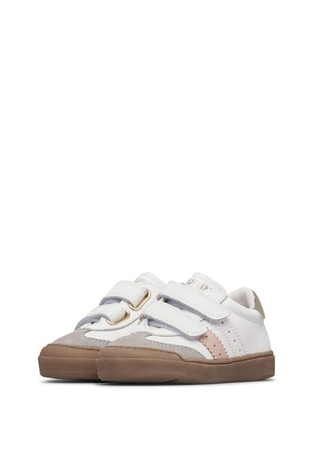 Baskets enfant en cuir et daim riby à scratch Blanc-gris-bleu+Blanc-gris-rose poudré 10 - vertbaudet enfant 