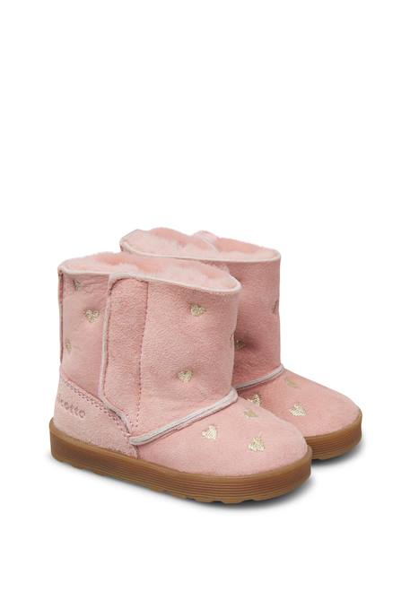 Bottines bébé fille en daim kurl, broderies cœurs Anthracite-noir+Rose-marron 7 - vertbaudet enfant 