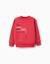 Sweat en coton peigné avec imprimé make again Rouge 1 - vertbaudet enfant 
