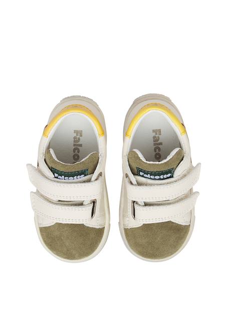 Baskets bébé garçon en cuir et daim geordi 3 à scratch Blanc-vert 4 - vertbaudet enfant 