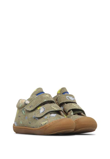 Chaussures premiers pas bébé garçon en daim cocoon à scratch Gris tourterelle-marron+Vert olive-marron 7 - vertbaudet enfant 