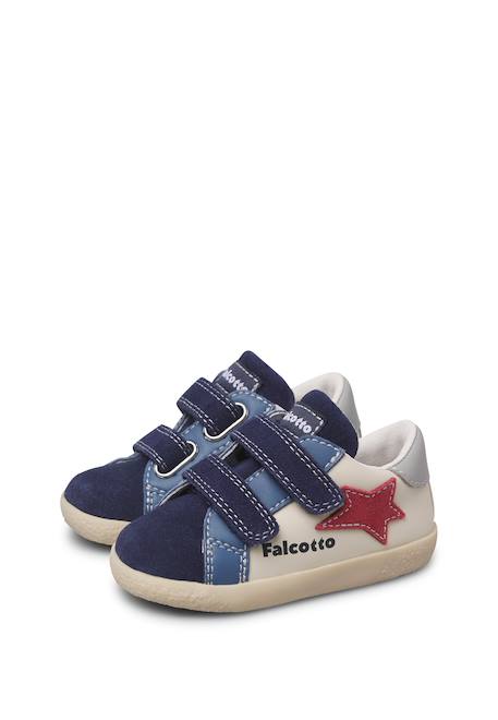 Baskets garçon en cuir et daim alnoite 2 à scratch Bleu marine-rouge 5 - vertbaudet enfant 