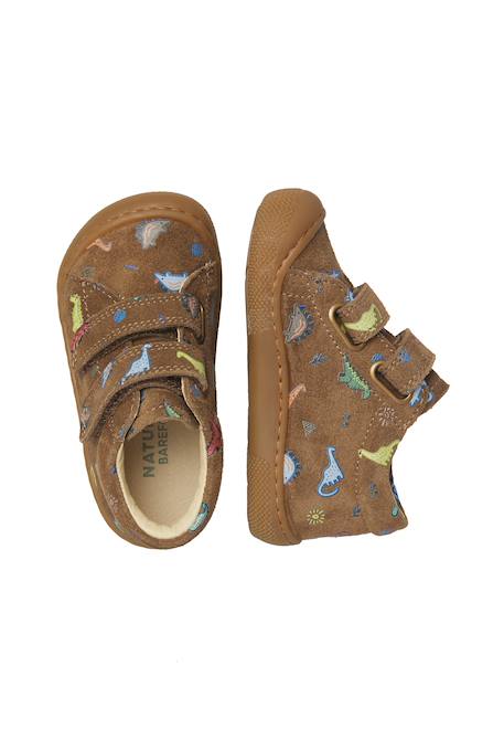 Chaussures premiers pas barefoot bébé garçon en daim amur à scratch Marron clair-céleste 4 - vertbaudet enfant 