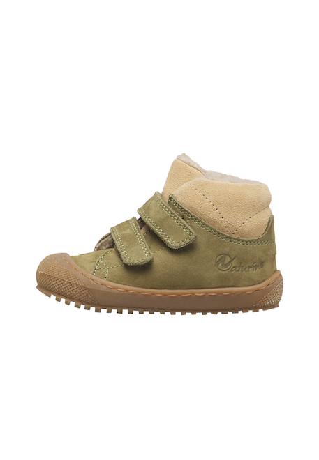Bottines bébé en cuir et daim rabek à scratch Kaki-sable+Magnolia-violet+Marron-cognac 3 - vertbaudet enfant 
