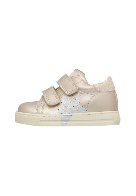 Baskets bébé fille en cuir salazar 3 à scratch Argent-rose 3 - vertbaudet enfant 