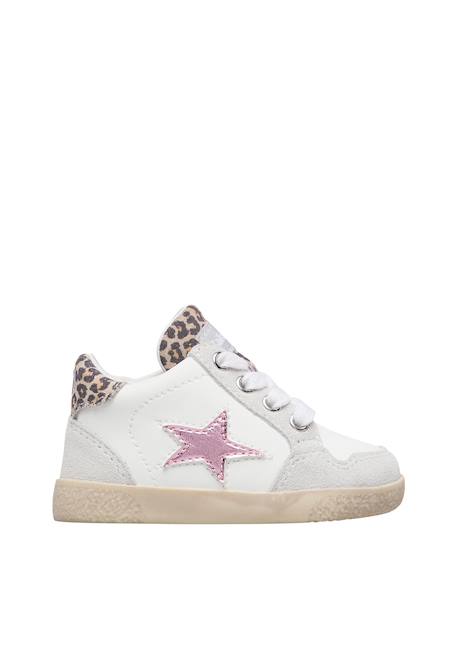 Baskets montantes bébé fille en cuir et daim alnoite high 2 Blanc-rose 1 - vertbaudet enfant 