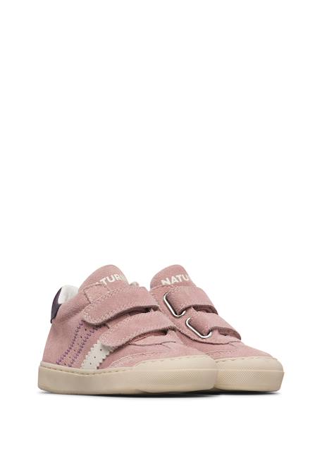 Baskets montantes bébé en cuir et daim riby high à scratch Blanc-rose-violet+Bleu-vert-rouge 2 - vertbaudet enfant 