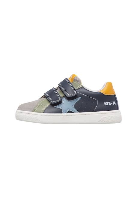 Baskets bébé garçon en cuir et daim pinn à scratch Blanc-gris-bleu+Gris-bleu-vert olive 8 - vertbaudet enfant 