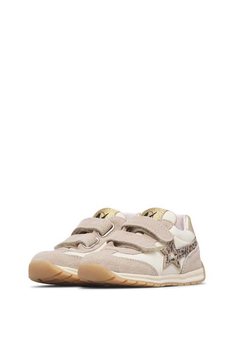 Baskets fille en daim et tissu technique crumi à scratch Blanc-beige-platine 5 - vertbaudet enfant 