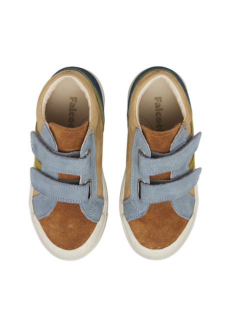 Baskets bébé garçon en cuir et daim carist à scratch Bleu-marron 4 - vertbaudet enfant 