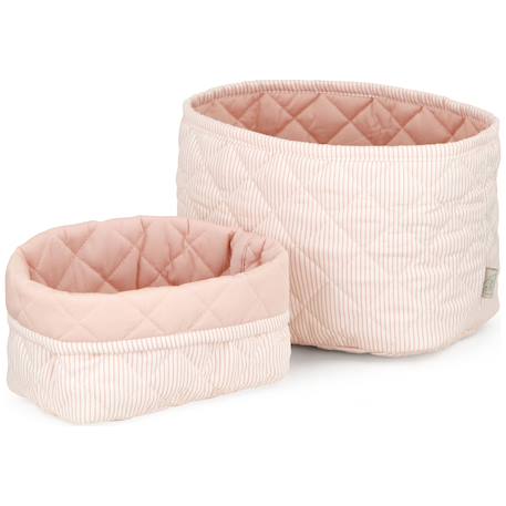 Lot de 2 paniers de toilette matelassé classic stripes rose Rose 1 - vertbaudet enfant 