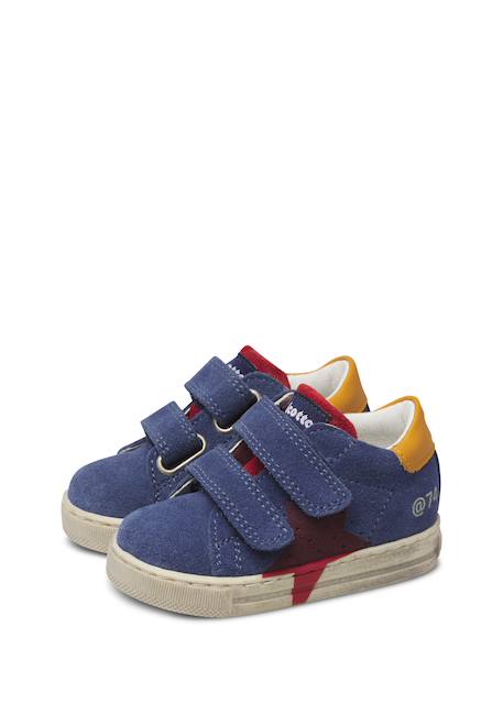 Baskets bébé garçon en cuir et daim salazar 3 à scratch Bleu-rouge 5 - vertbaudet enfant 