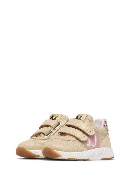 Baskets fille en cuir et tissu jesko 2 à scratch Platine-blanc-rose 5 - vertbaudet enfant 