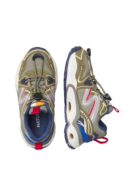 Baskets enfant en simili cuir et tissu flyner Bleu-bleu-jaune+Rose poudré-blanc+Vert olive-kaki 14 - vertbaudet enfant 