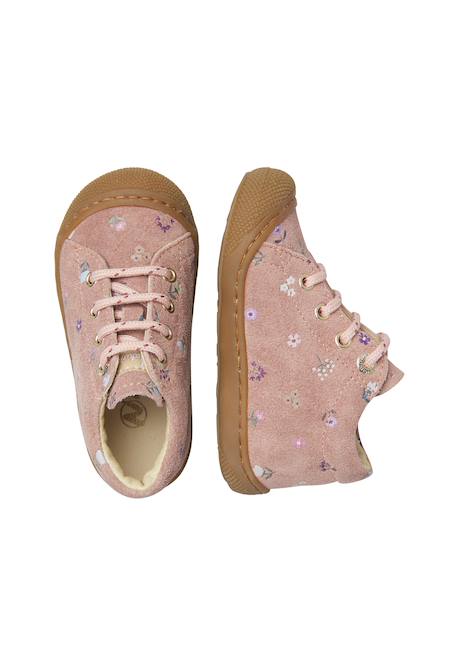 Chaussures premiers pas bébé fille en daim cocoon Beige-platine+Rose-magnolia 9 - vertbaudet enfant 