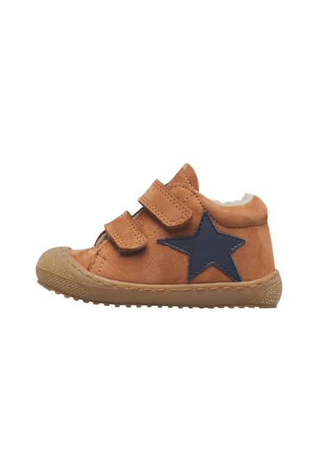 Chaussures premiers pas bébé en cuir kolde 2 à scratch Marron-marine+Rose-bleu 3 - vertbaudet enfant 