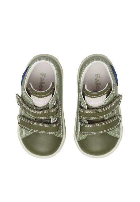 Baskets bébé garçon en cuir michael 3 Kaki-bleu+Orange-bleu 4 - vertbaudet enfant 