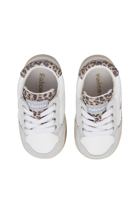 Baskets montantes bébé fille en cuir et daim alnoite high 2 Blanc-rose 4 - vertbaudet enfant 