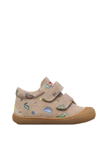 Chaussures premiers pas bébé garçon en daim cocoon à scratch Gris tourterelle-marron+Vert olive-marron 1 - vertbaudet enfant 