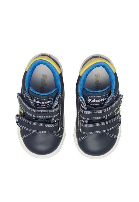 Baskets bébé garçon en cuir truby à scratch Bleu-jaune 4 - vertbaudet enfant 