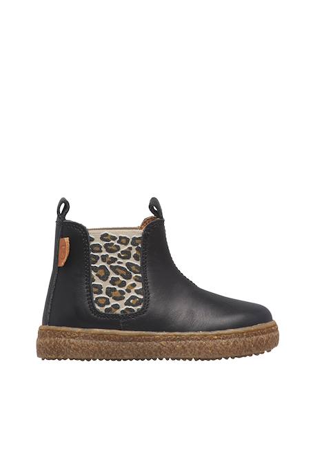 Bottines chelsea fille en cuir figus Noir-marron 1 - vertbaudet enfant 