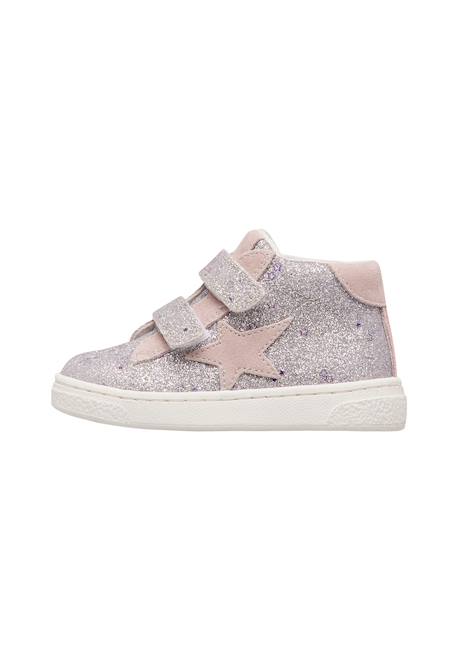 Baskets montantes fille en cuir et tissu pinn high à scratch Rose poudré-argent 3 - vertbaudet enfant 