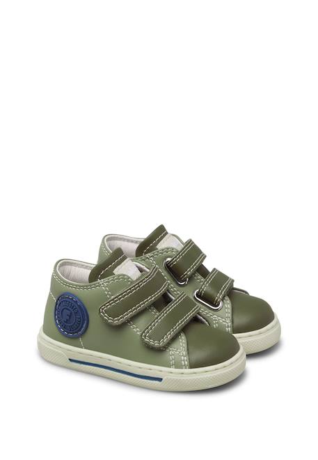 Baskets bébé garçon en cuir michael 3 Kaki-bleu+Orange-bleu 2 - vertbaudet enfant 